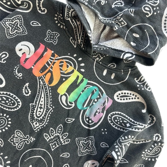 Justice Girls Black Graphic  Hoodie Sweatshirt Size 10 - Picture 2 of 5